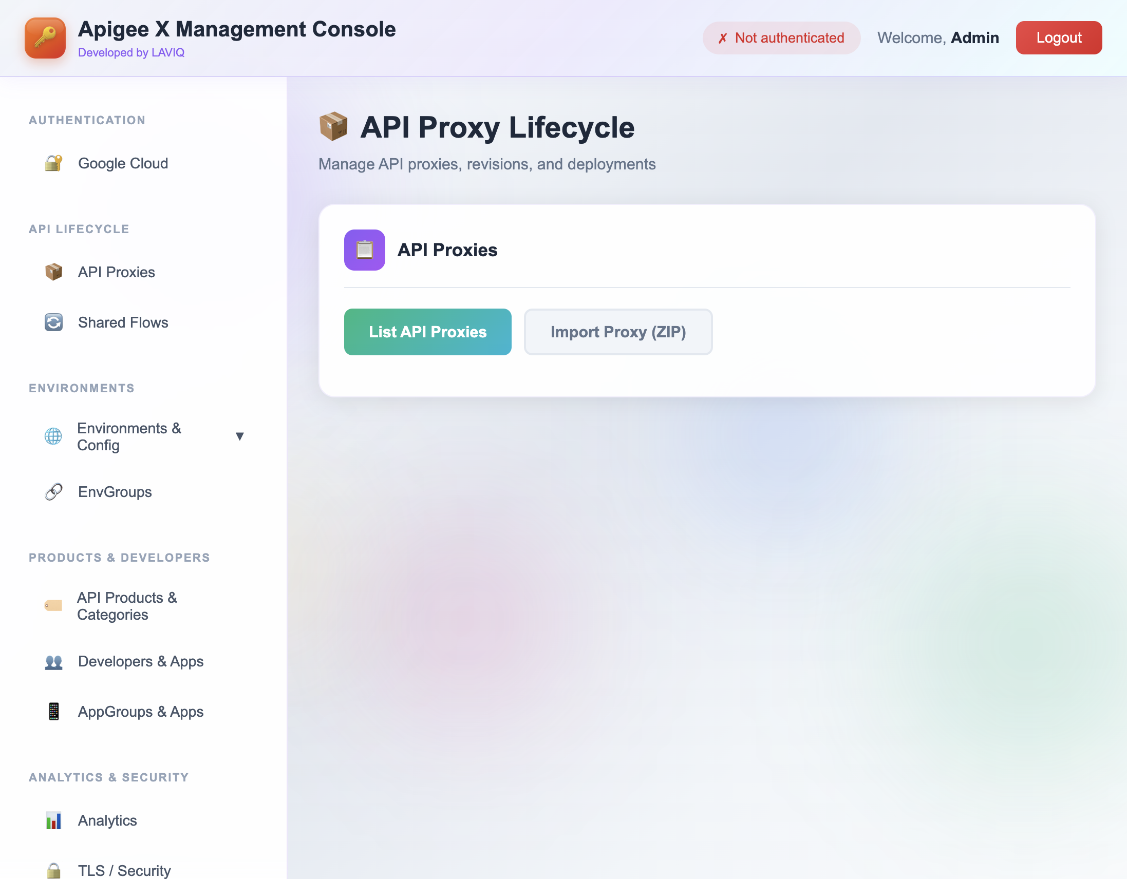 Manage Apigee X API proxies in UI