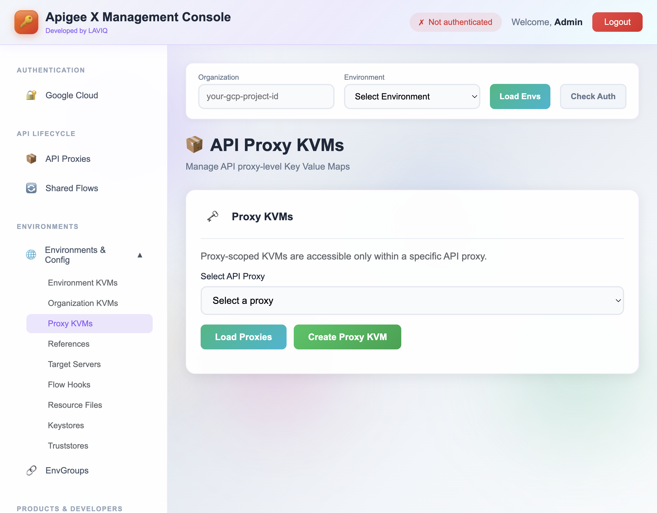View Apigee X API Proxy Key Value Map entries in UI